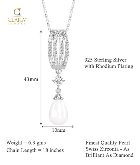 Clara 925 Sterling Silver Pearl Queen Pendant Chain
