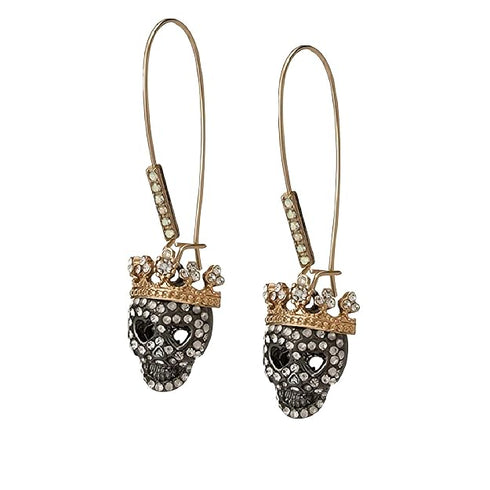 Halloween Gothic Skeleton Weird Skull Coronal Rhinestone Hanging Earrings