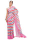 Vasthrlay Womens Multicolour1 Kathakali Print Linen Saree With Gold Zari Border And Unstitched Blouse Piece
