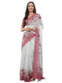 Vasthrlay Off White1 Floral Printed Gerogette Saree With Zari Pallu And Unstitched Blouse Piece