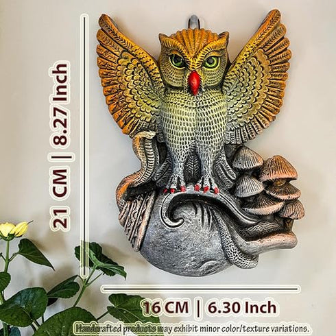 Owl Terracotta Wall Decor Hanging | Handcrafted Clay Owl Figurine with Open Wings