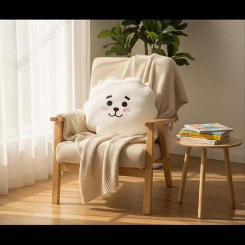 MINISO BT21 RJ Head-Shaped Plush Pillow 16 Inch