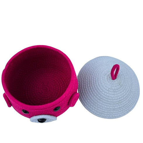 Multi-Purpose Cute Jute Basket with Lid Storage Baskets