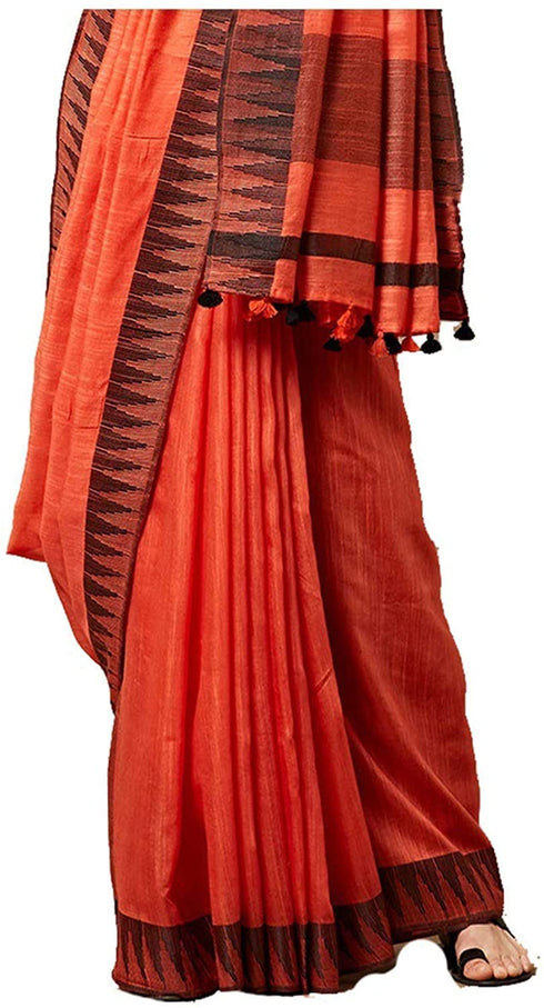 Vasthrlay Handloom Bhagalpuri Blouse Orange