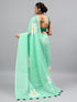 Vasthrlay Green Womens Ready To Wear One Minute Linen Fabric Saree