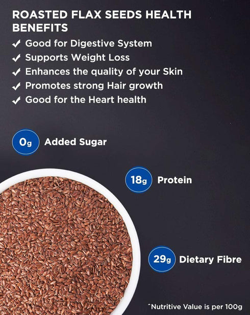 NatureVit Roasted Flax Seeds | Heart-Healthy| High-Fiber Superfood