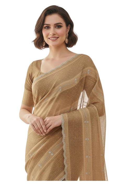Vasthrlay Georgette Traditional Az Ys Pehenva Brown Rr Ethnic Wear