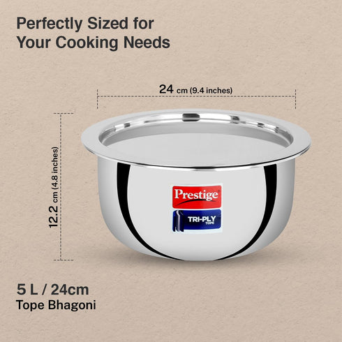 Prestige 16cm/1.4L Tri-Ply Stainless Steel Tope with Lid