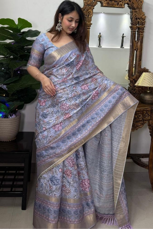 Vasthrlay Cotton Unstitched Lavender Ethnic Wear
