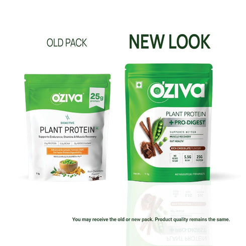 OZiva Plant Protein + Pro-Digest | Supports Muscle Recovery & Gut Health