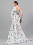 Vasthrlay White Sheer Spring Floral Printed Art Chiffon Saree With Unstitched Blouse