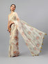 Vasthrlay Pastel Green2 Sheer Floral Printed Art Chiffon Saree With Unstitched Blouse