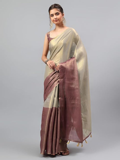 Vasthrlay Maroon Womens Ready To Wear One Minute Polyester Erode Zari Saree
