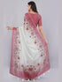 Vasthrlay Off White1 Floral Printed Gerogette Saree With Zari Pallu And Unstitched Blouse Piece