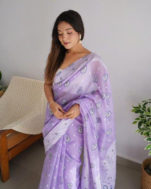 Vasthrlay White Kanjivaram Saree