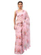 Vasthrlay Pastel Pink3 Sheer Floral Printed Art Chiffon Saree With Unstitched Blouse