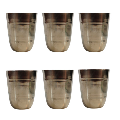 Pure Brass Bell Shape Water Glass | Pack of 6