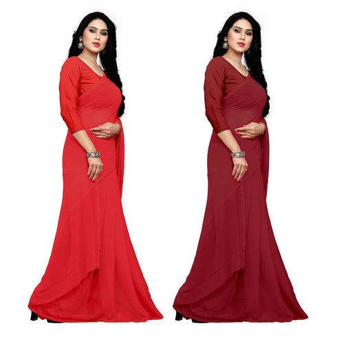 VasthrlayGeorgette Unstitched Red Maroon Free Ethnic Wear