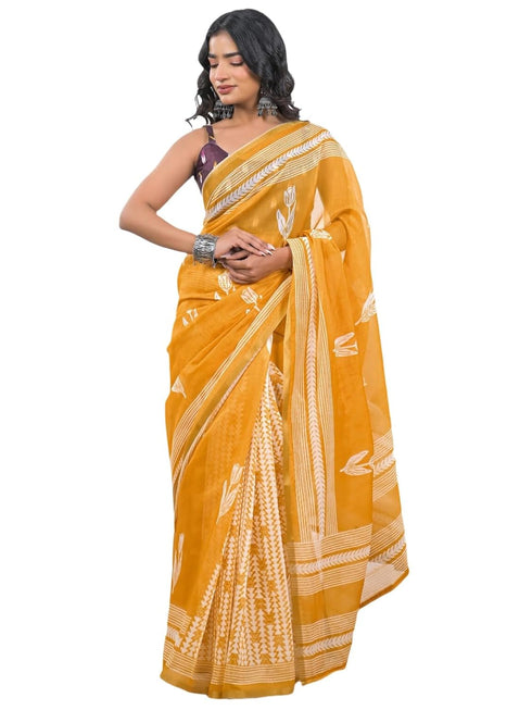 Vasthrlay Bandhani Embroidery Unstitched White Saree