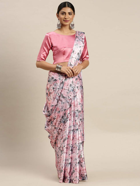 Vasthrlay Pink Printed Saree
