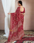 Vasthrlay Chiffon Bandhani Red1 Saree With Unstitched Blouse Piece