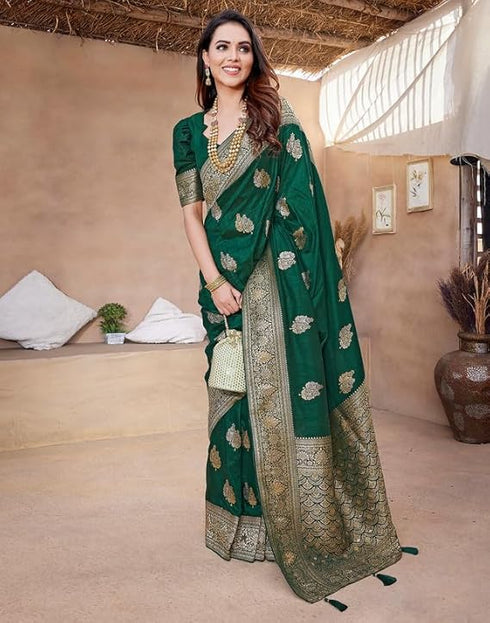 Vasthrlay Banarasi Kanjivaram Unstitched Pink Saree