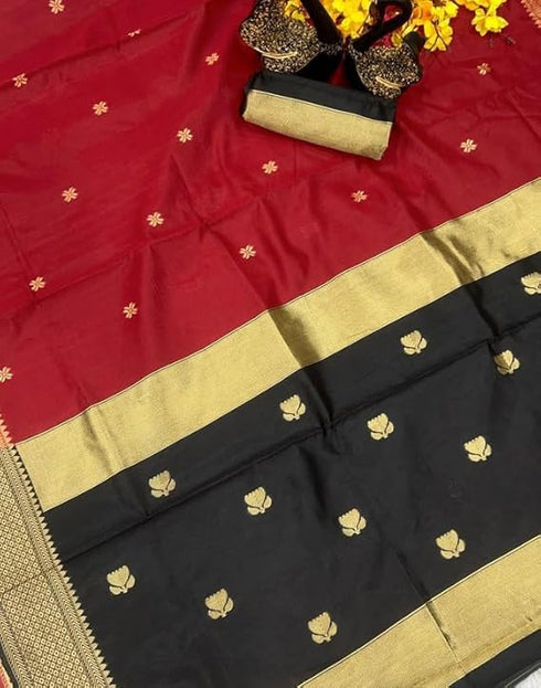 Vasthrlay Womens Jacquard Unstitched Black Saree