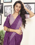 Vasthrlay Printed Pleated Unstitched White Saree