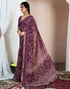 Vasthrlay Chiffon Bandhani Wine Saree With Unstitched Blouse Piece