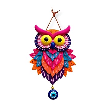 GiftOday Owl Shape Wooden Wall Hanging For Home Decor | Evil Eye Decoration Livingroom