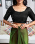 Vasthrlay Womens Chiffon Unstitched Blue Saree