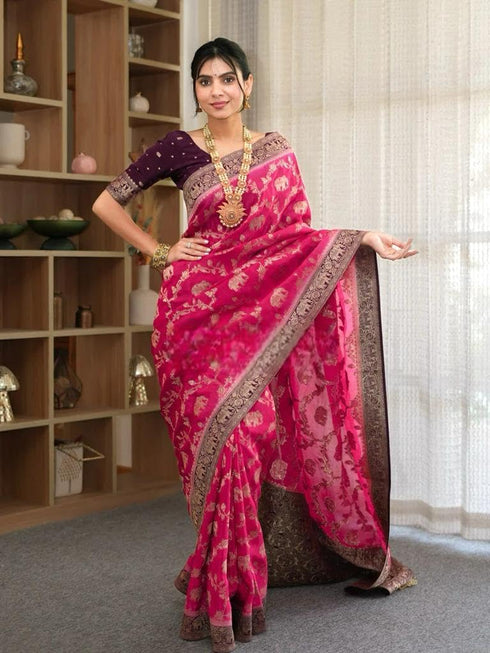 Vasthrlay Purple Kanjivaram Wedding Saree