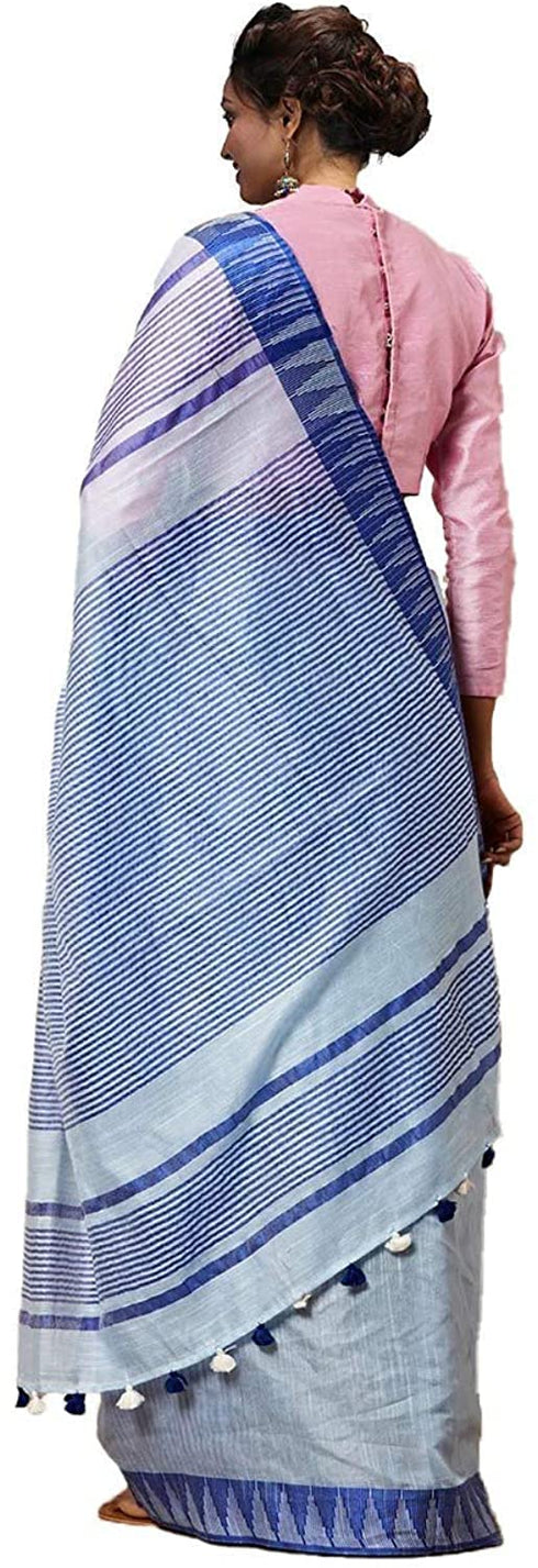 Vasthrlay Handloom Bhagalpuri Tample Sky Blue