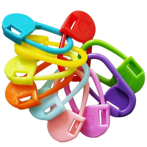 Plastic Locking Knitting Crochet Stitch Markers (10 Pcs, Multicolor) + Colourful Large