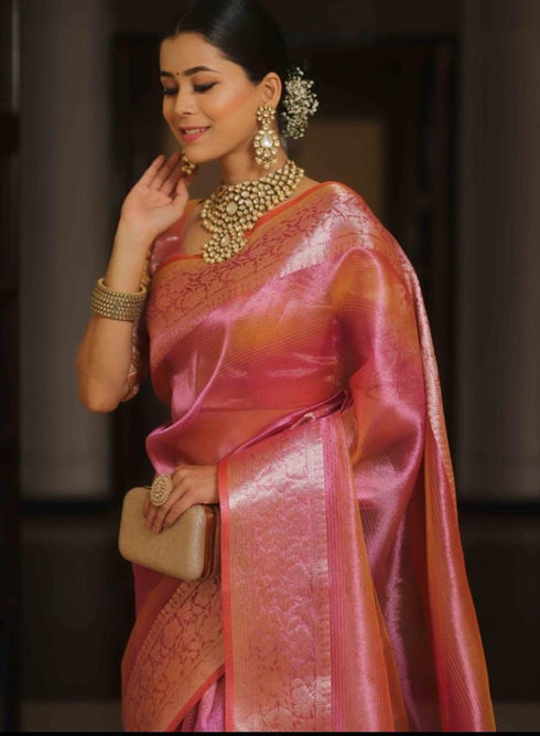 Vasthrlay Organza Kanjivaram Golden Ethnic Wear