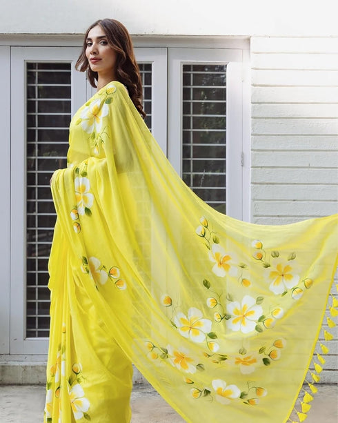 Vasthrlay Painted Floral Traditional Indian