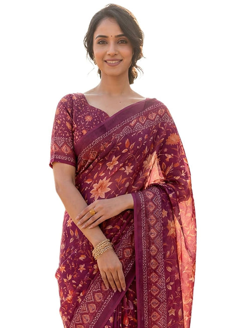Vasthrlay Printed Lemon Yellow1 Yellow Saree