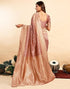 Vasthrlay Jacquard Kanjivaram Light Peach And Golden Saree With Unstitched Blouse Piece