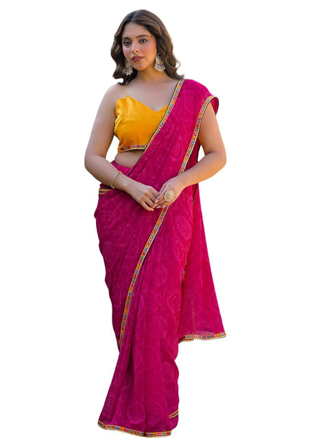 Vasthrlay Georgette Bandhani Orange Saree