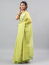 Vasthrlay Green1 Womens Ready To Wear One Minute Linen Fabric Saree