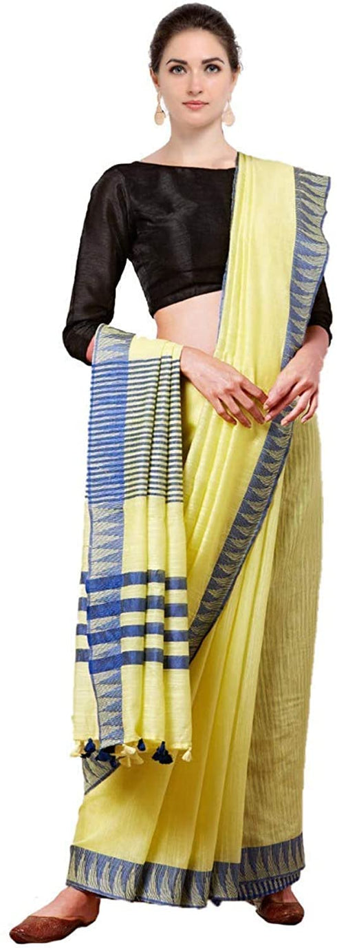 Vasthrlay Handloom Bhagalpuri Blouse Lemon Yellow