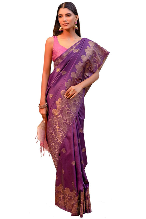 Vasthrlay Purple Tussar Woven