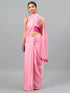 Vasthrlay Pastel Pink2 Sheer Floral Printed Art Chiffon Saree With Unstitched Blouse