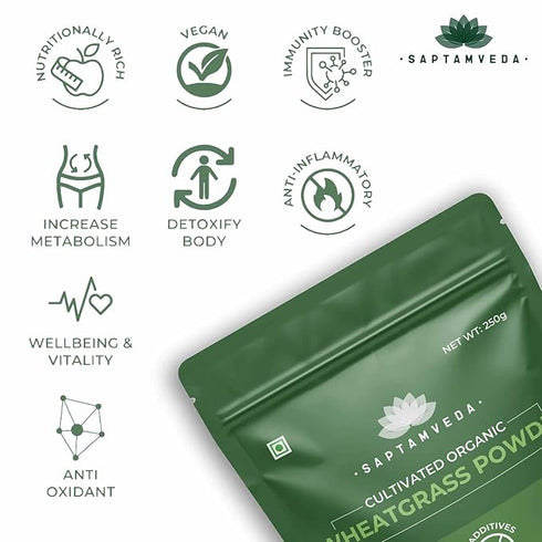 SAPTAMVEDA 100% Organic Wheat Grass Powder 250 Gm