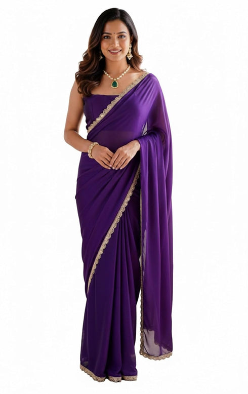 Vasthrlay Georgette Readymade Scalloped Unstitched Ethnic Wear