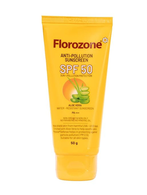 Florozone Anti | Pollution Cream Sunscreen SPF 50 Sun+Pollution Protection with Aloe Vera