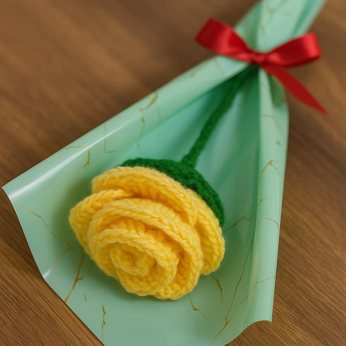 Clapjoy Handmade Crochet Rose Flower – Wool Artificial Flower Gift