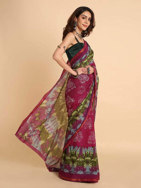 Vasthrlay Lightweight Breathable Traditional Printed Saree