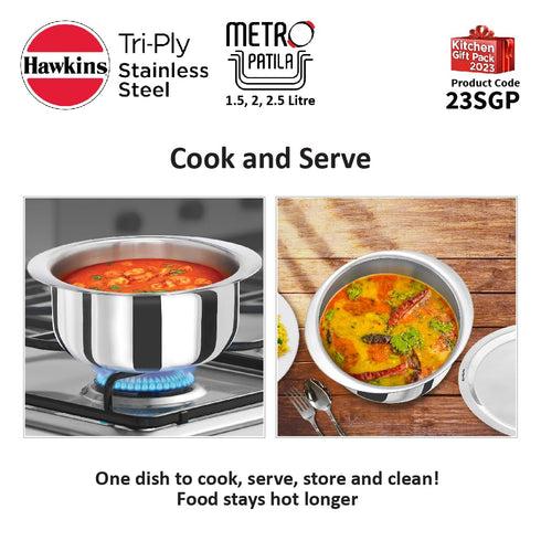 Hawkins 3-Piece Triply Stainless Steel Gift Set