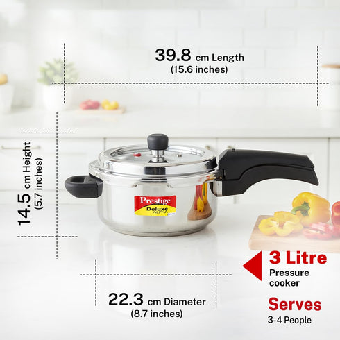 Prestige Stainless Steel Deluxe Alpha Svachh Outer Lid Pressure Cooker